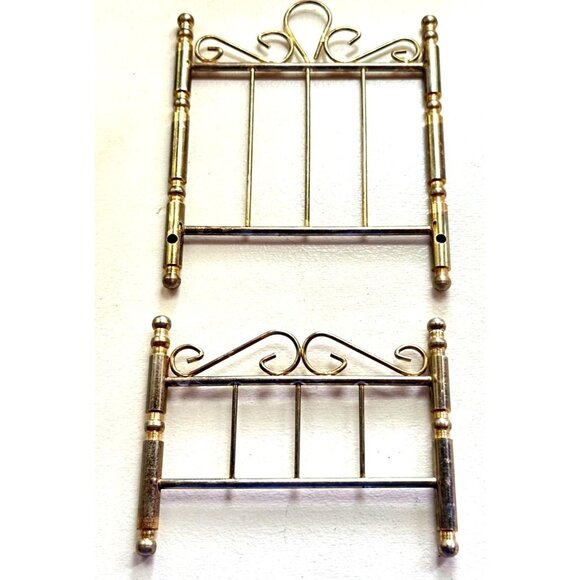 Miniature Bed Frame Base Brass Metal Dollhouse Collectible Furniture Vtg - Picture 4 of 9